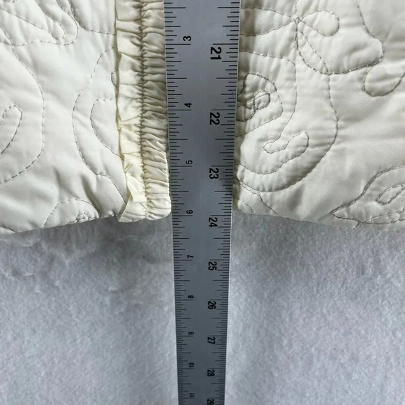 Charter Club Vest Jacket Womens M Ivory White Full-Zip Quilted Ruffled Mock Neck - Picture 4 of 11